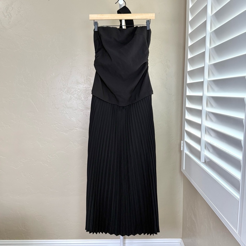 Commense Black Pleated Maxi Dress Small NWT Wedding Guest Evening Party - Picture 4 of 10